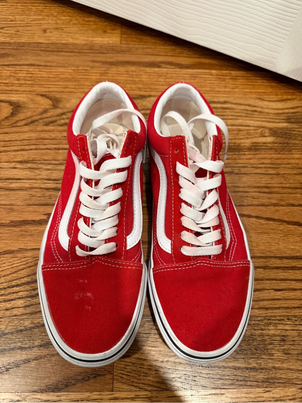 Vans Red Low-Top Sneakers with White Side Stripe
